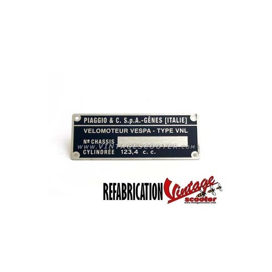 Plaque des mines Vespa type VNL  Sprint - GTR - TS